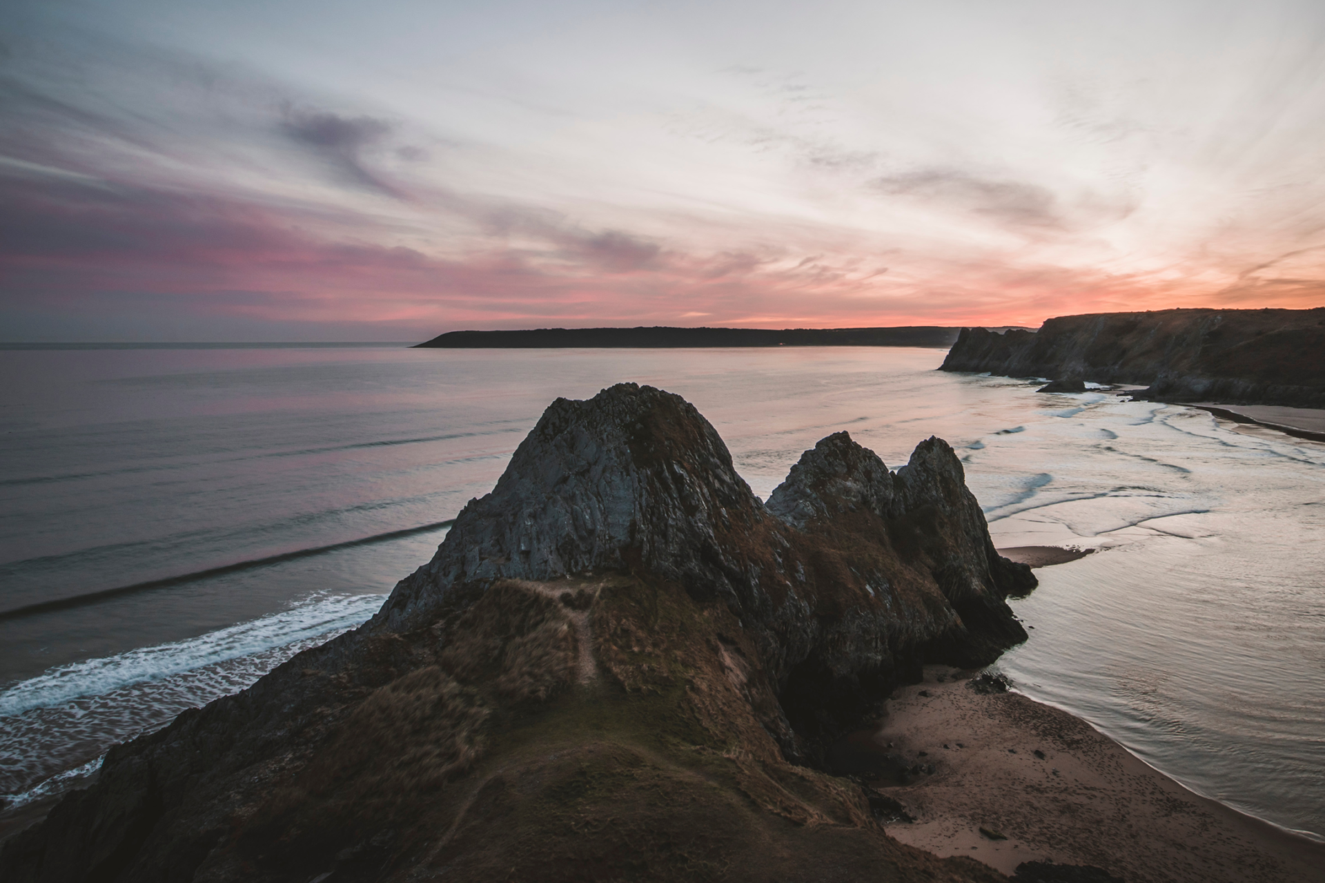 cliffs and sea at with sun