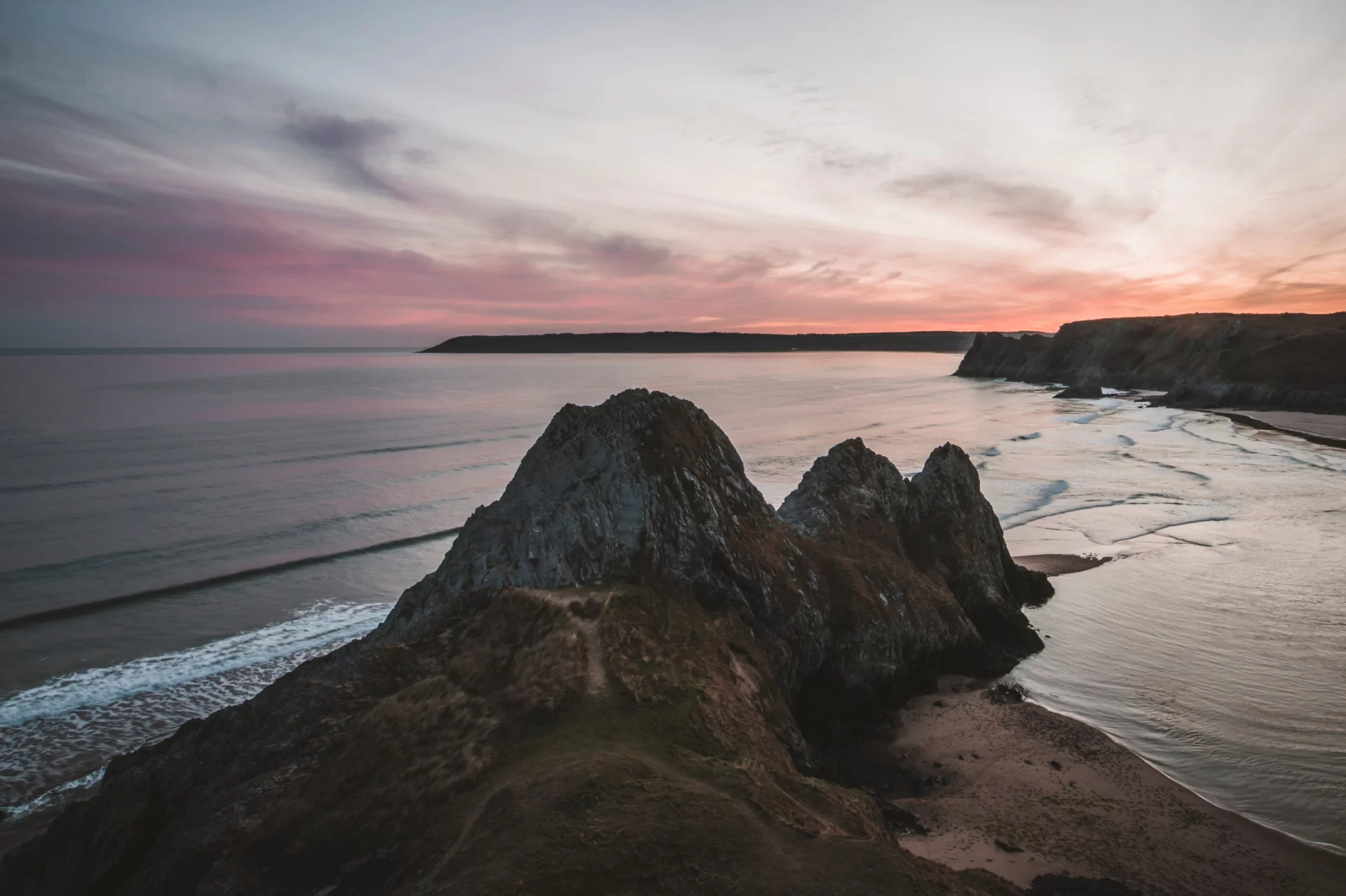 cliffs and sea at with sun
